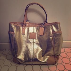 Large Coach Gold tote bag